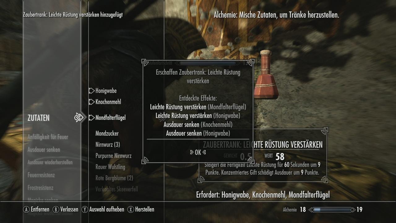 [10/11/2011] Verschiedenste Zutaten wie etwa Kräuter sind in der Spielwelt verteilt - wer sie miteinander vermischt, lernt nach und nach ihre Eigenschaften kennen. - Bild stammt aus der Xbox 360-Version von The Elder Scrolls 5: Skyrim.