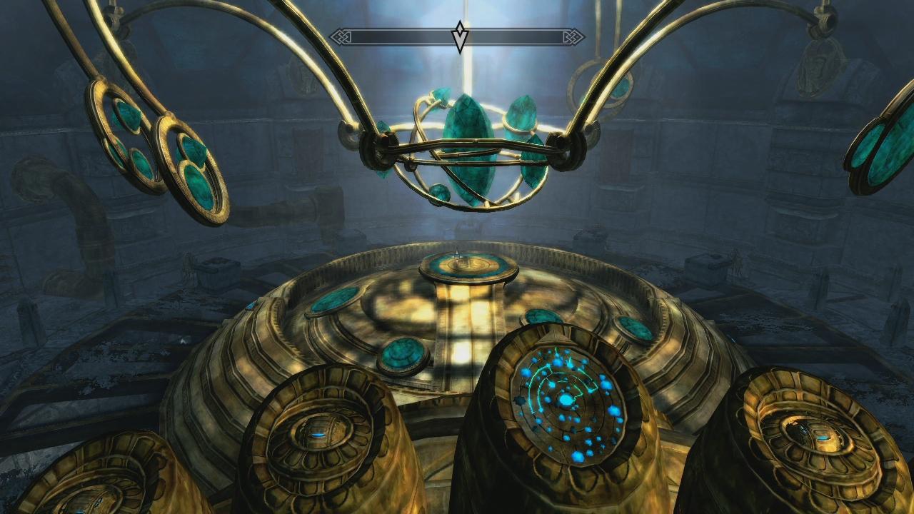 [10/11/2011] Auch wenn manche Quests nicht das Niveau von Fallout 3 erreichen, gibt's doch viele Aufgaben, die gut und gelungen sind. Hier bedienen wir eine uralte Zwergenmaschine. - Bild stammt aus der Xbox 360-Version von The Elder Scrolls 5: Skyrim.
