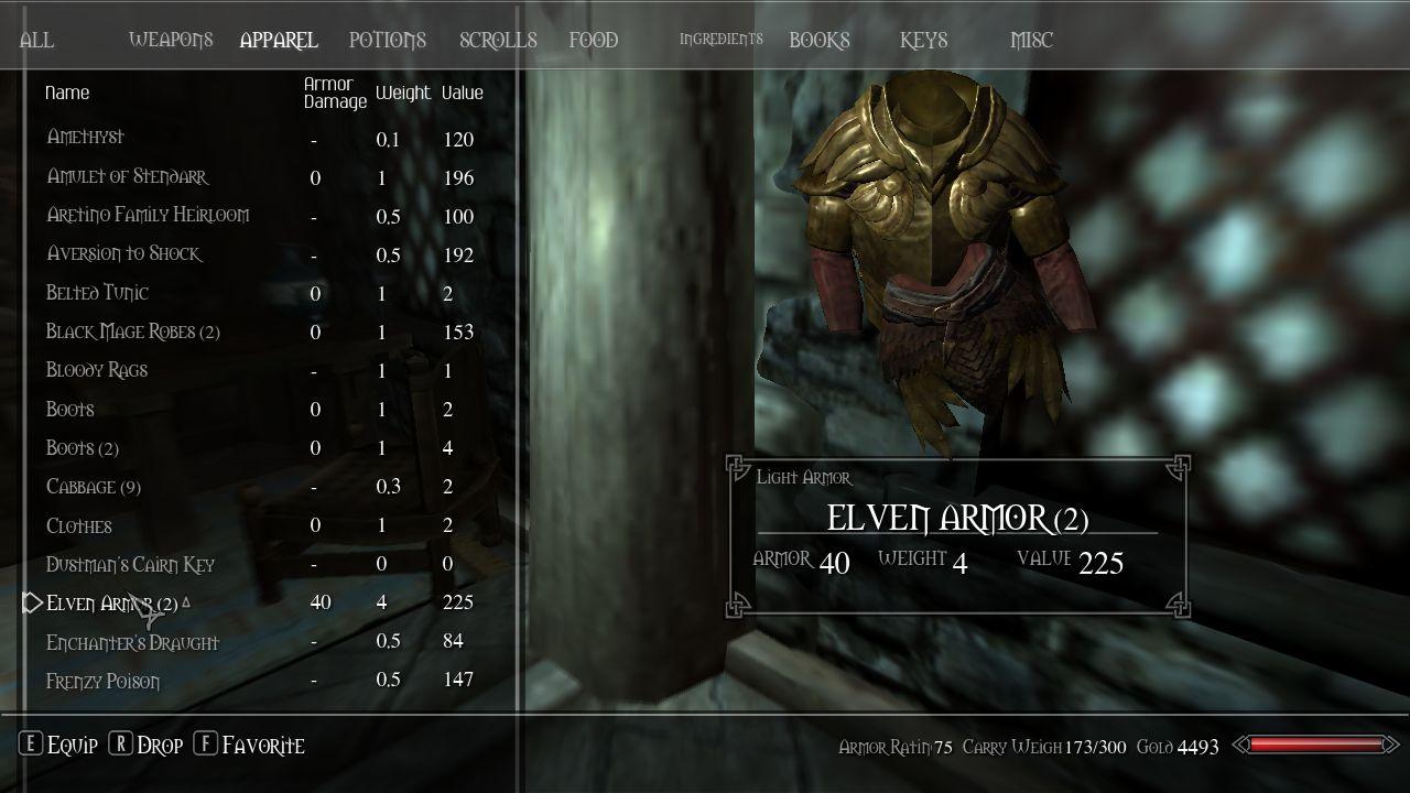 [02/12/2011] Das überarbeitete Skyrim-Inventar ist nun eine große Liste. Für manch einen User ist das übersichtlicher.