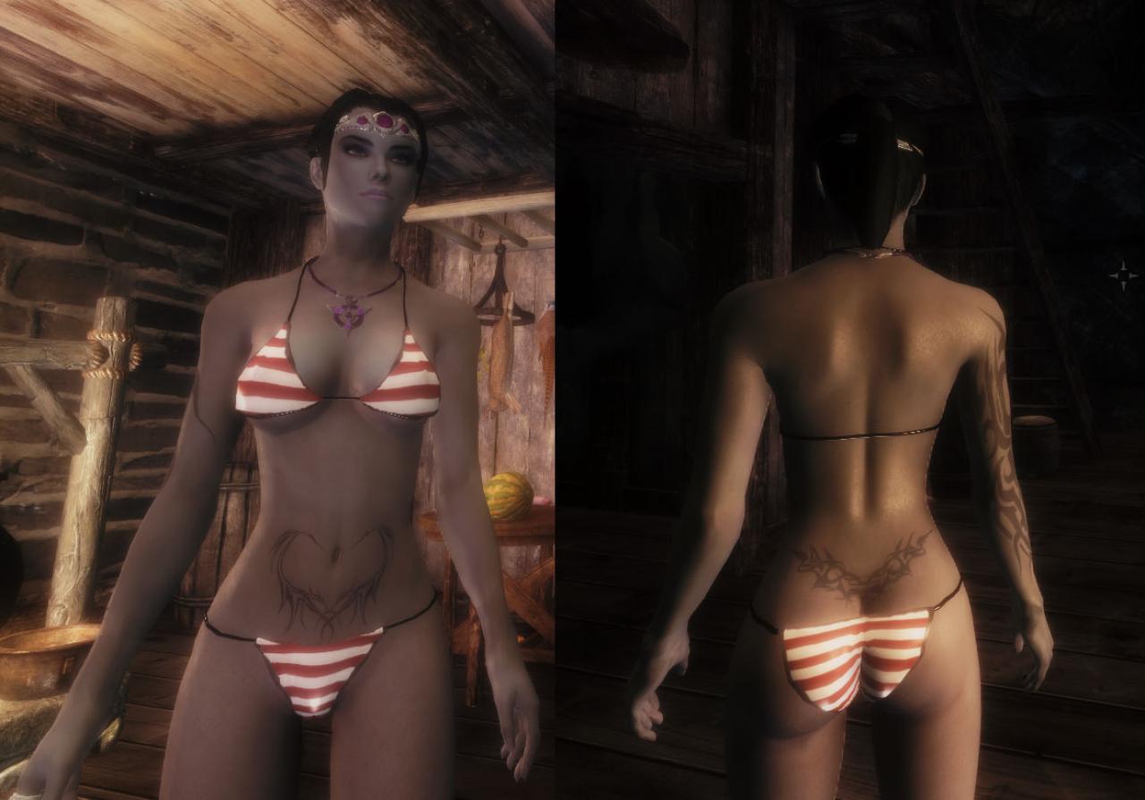 [14/01/2012] Skyrim-Mod: Striped Underwear retex for CBBE 2 Nevernude.