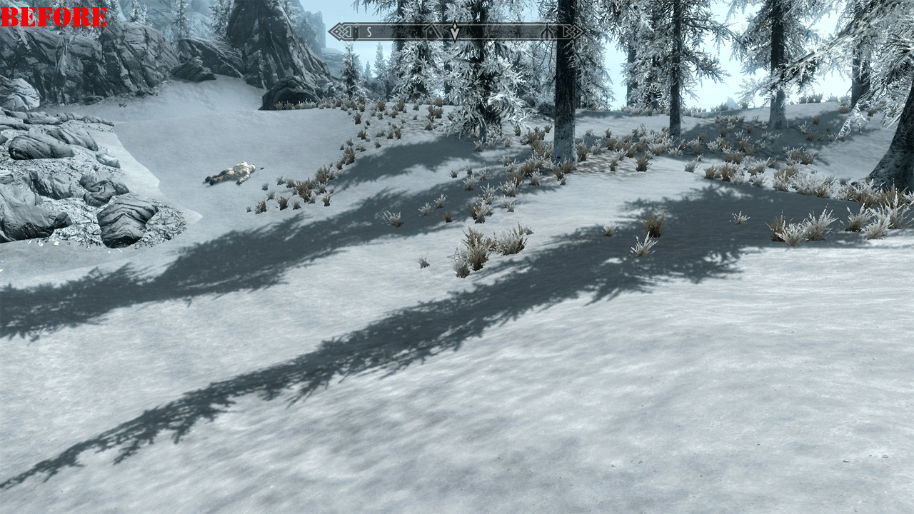 [06/01/2012] Hier seht ihr den Unterschied zwischen der Originalversion und der gemoddeten Version von Skyrim.