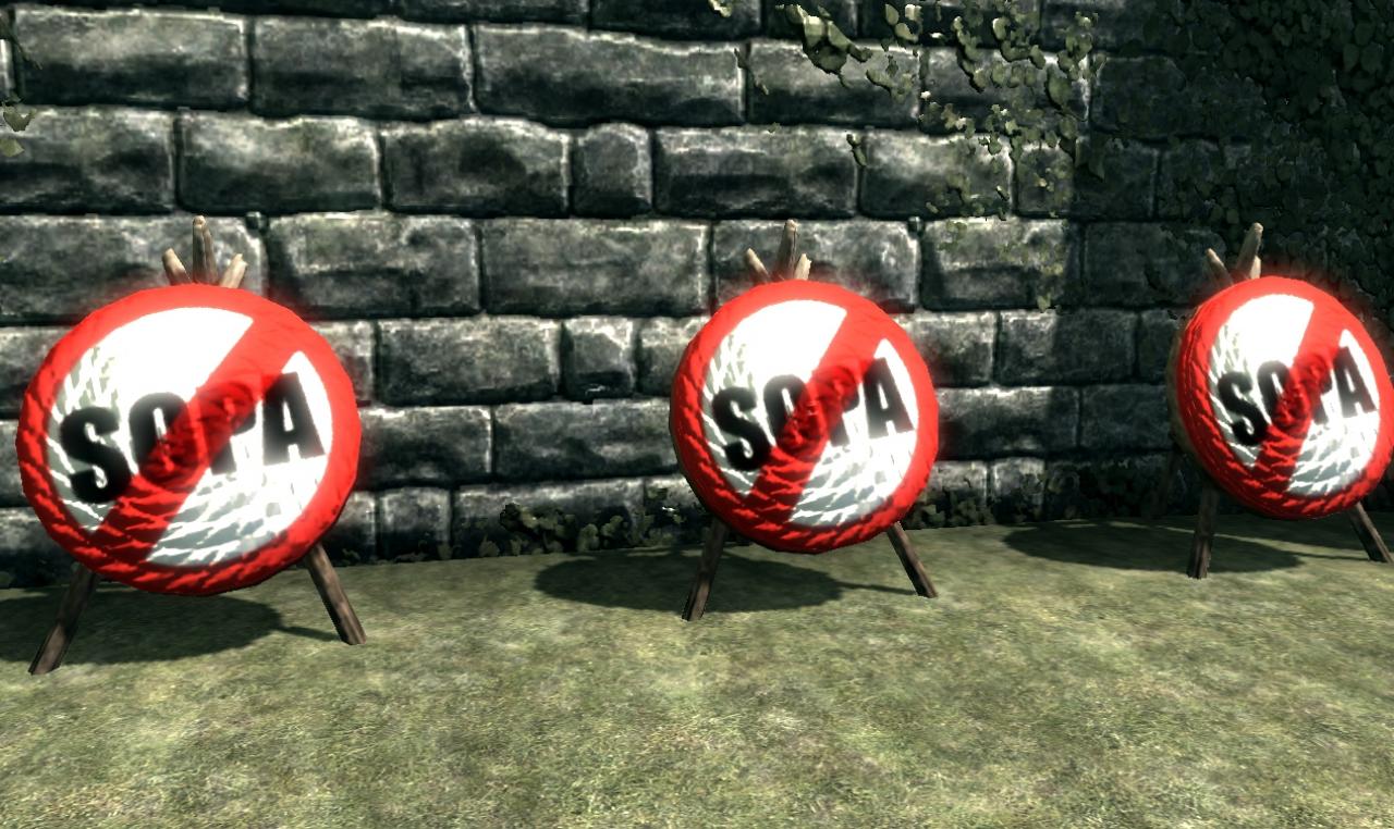 [27/01/2012] Mit dem Download dieser Skyrim-Mod könnt ihr im Spiel gegen SOPA protestieren.