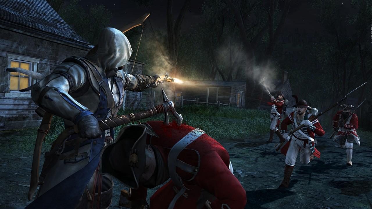 [27/03/2012] Zweihand-Kampf - In Assassin's Creed 3 dürft ihr mit zwei Waffen gleichzeitig angreifen, was es euch erlaubt, mehr Gegner als bislang auseinander zu nehmen. Die Kombinationen aus Tomahawk und Pistole ist beispielsweise möglich.