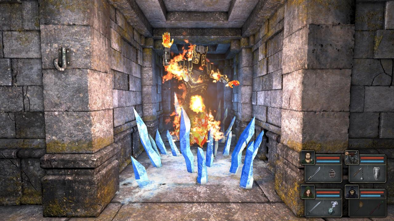 [28/03/2012] Hier haben wir eine Reihe von Eisstacheln in den Gang gezaubert, damit treffen wir auch die Gegner, die hinter diesem Feuergeist lauern.