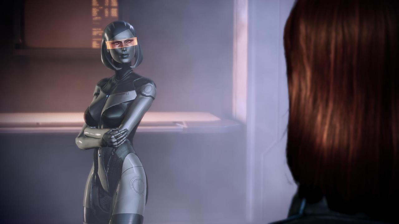 [16/03/2012] Edi aus Mass Effect ist mehr als eine VI - sie ist eine KI. Das heißt, sie ist fähig sich zu entwickeln. Je nach eurem Eingreifen entsteht zwischen ihr und Joker sogar eine Romanze. Das ist gleichzeitig bewegend und gruselig. Nebenbei steht sie euch auch im Kampf nützlich zur Seite.