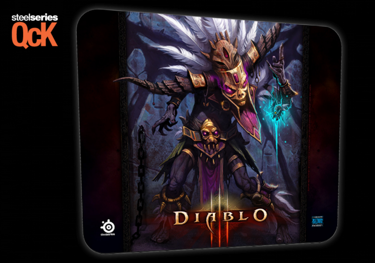 [11/05/2012] Für Diablo3-Fans gibt es gleich mehrere Designs des SteelSeries QcK-Mauspads - hier ein Hexendoktor