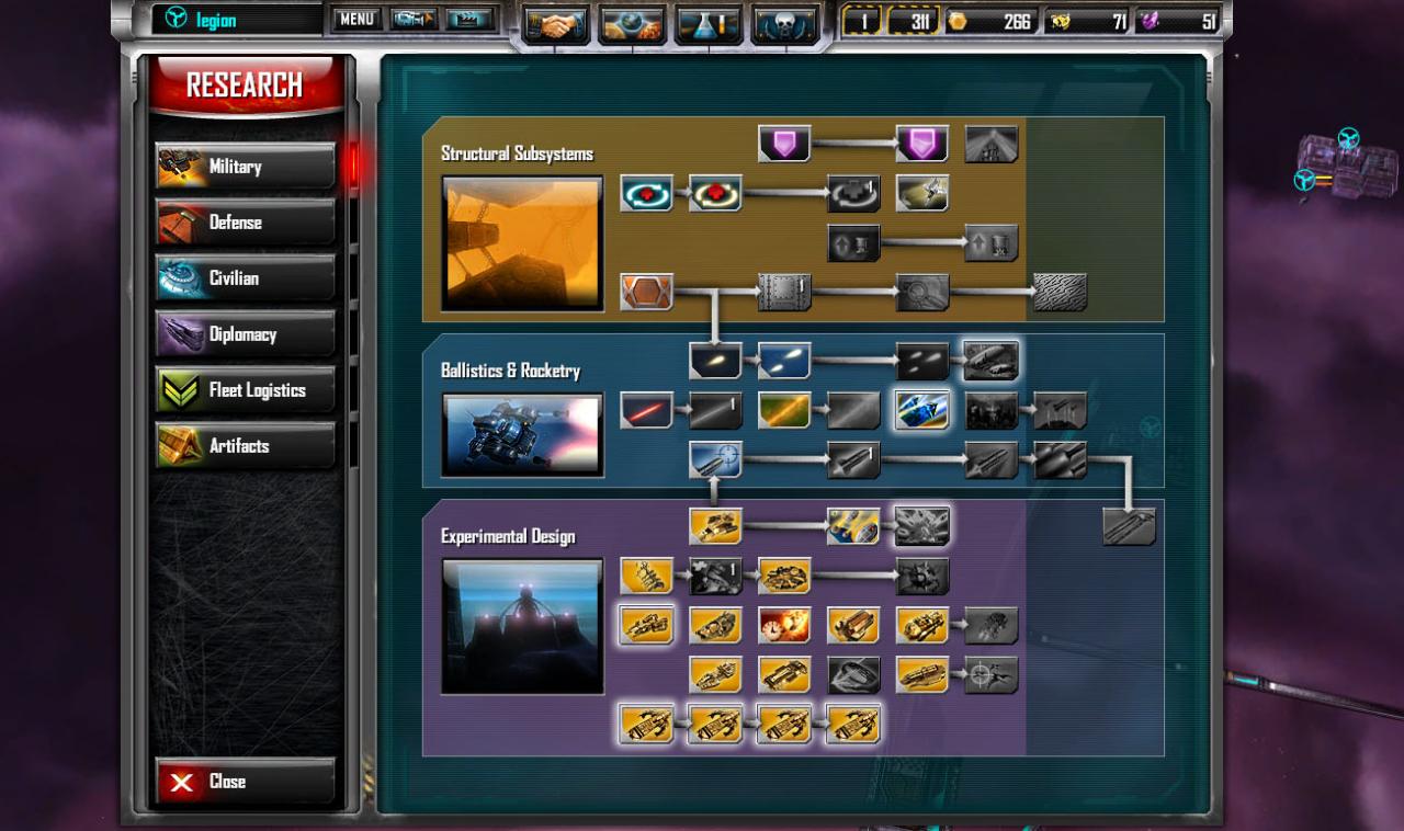 [20/07/2012] Die ausufernden Forschungsbäume in Sins of a Solar Empire: Rebellion bieten Raum für zahllose taktische Möglichkeiten.