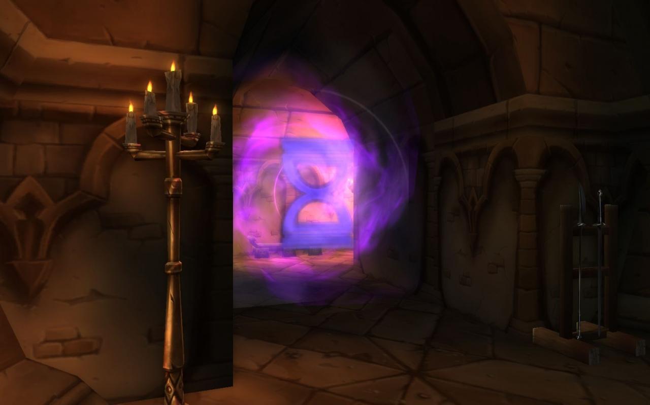 [04/07/2012] Die Sanduhr im Dungeonportal zeigt an, dass der Herausforderungsmodus aktiviert ist.