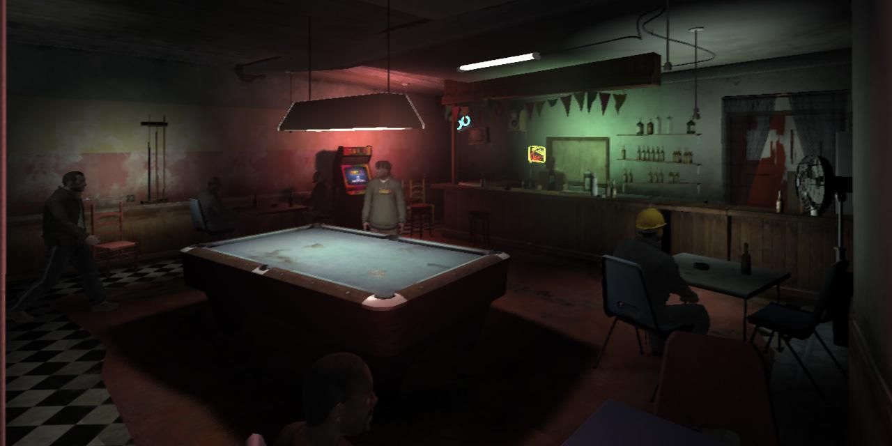 [22/08/2012] Homebrew Café (GTA 4) - Die Bar hat offenbare ihre besten Jahre hinter sich, lockt aber mit attraktiven Minigames. Nico kann beispielsweise eine Partie Billard spielen. Oder er hockt sich an den Arcadeautomaten und daddeln ein wenig das Puzzlespiel QUB3D. Wenn euch das keinen Spaß macht, könnt ihr den Charakter auch mit Alkohol abfüllen. 