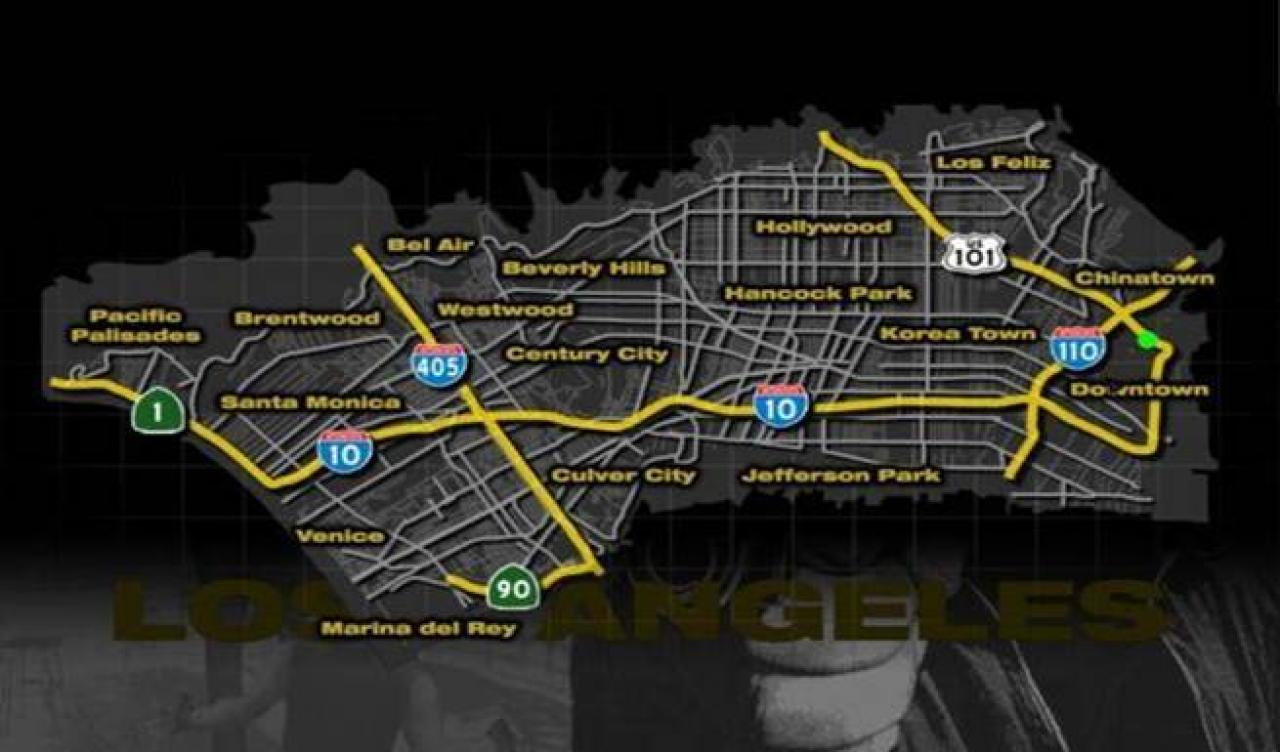 [31/08/2012] Platz 8: True Crime: Streets of LA - Das an GTA erinnernde Action-Game spielt sich gemäß dem Titel in einem virtuellen Los Angeles ab, bringt es mit einer Fläche von etwa 620 Quadratkilometern aber nur auf knapp die Hälfte der realen Stadt.