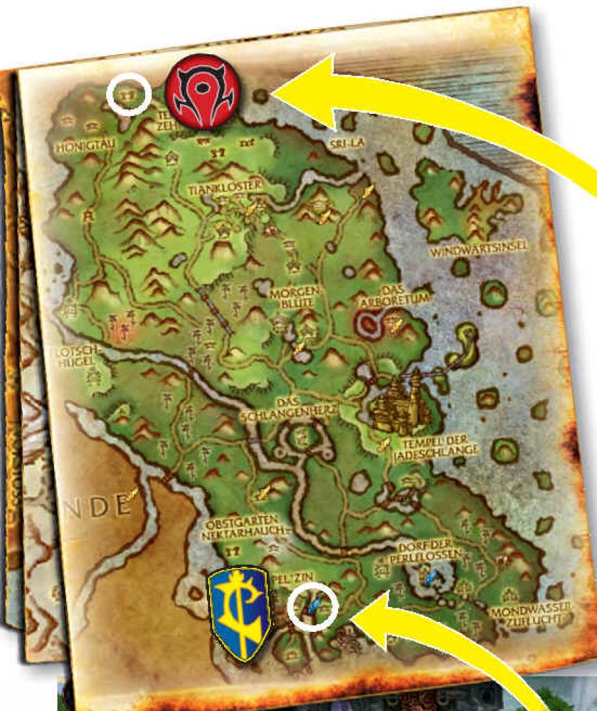 [21/09/2012] Horde und Allianz starten an komplett unterschiedlichen Punkten im Startgebiet Jadewald, so kommen Sie sich erst nach einigen Stunden Leveln in die Quere.
