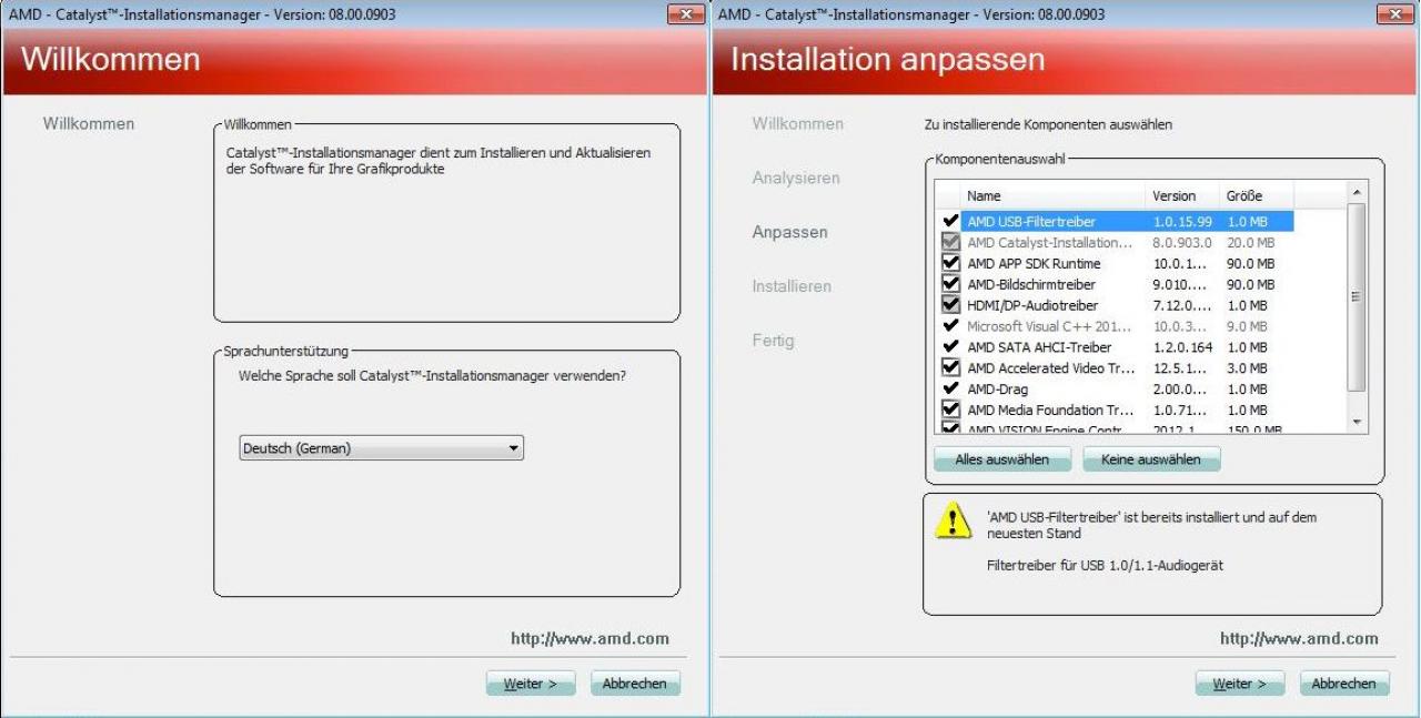 [26/10/2012] Die Optionen rechts im Bild seht ihr, wenn ihr eine benutzerdefinierte Installation wählt.