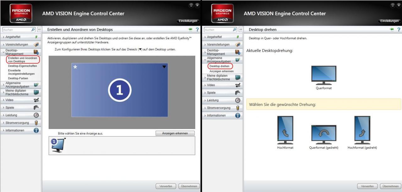 [26/10/2012] Teile des Desktopmanagements im AMD Vision Engine Control Center