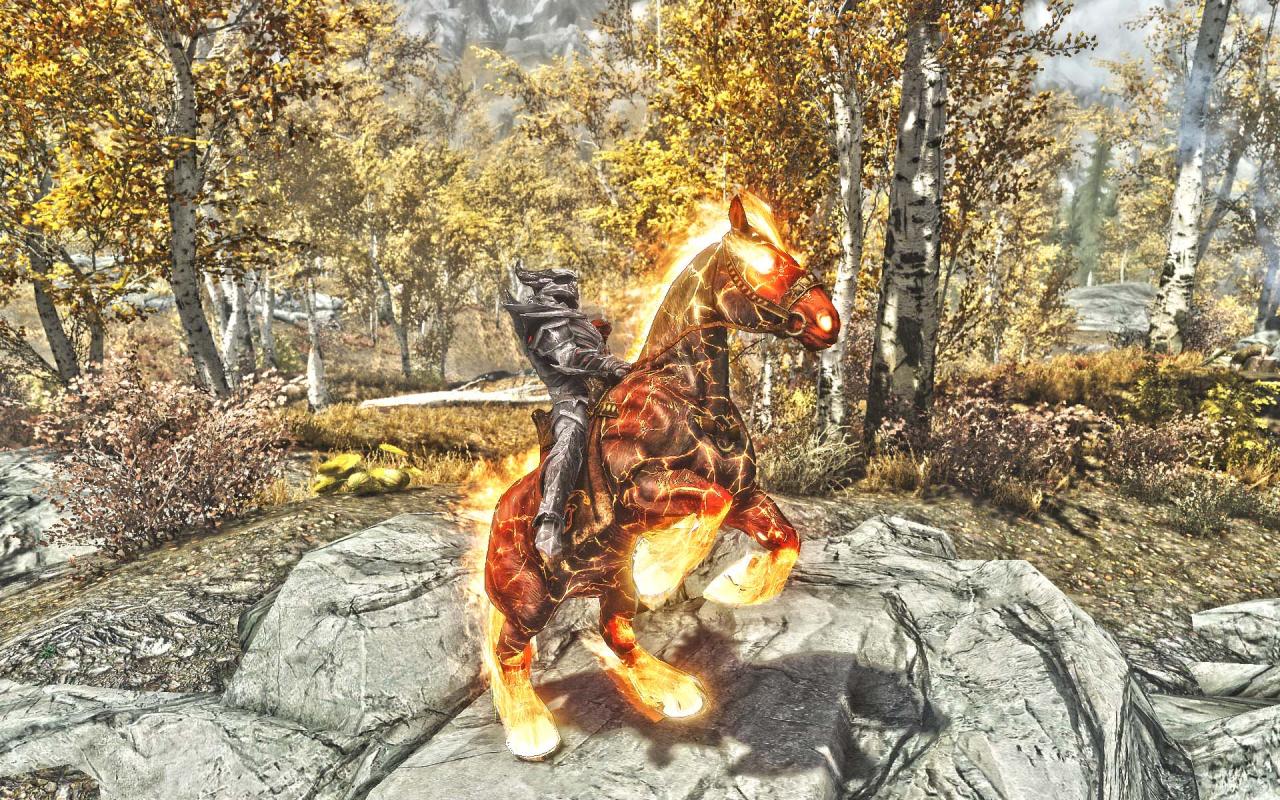 [10/10/2012] Kuriose Skyrim-Mod: Blaze Of Eventide überlässt euch die Kontrolle über ein cooles Höllenpferd. Der Gaul verfügt über allerhand nette Fähigkeiten. (2)