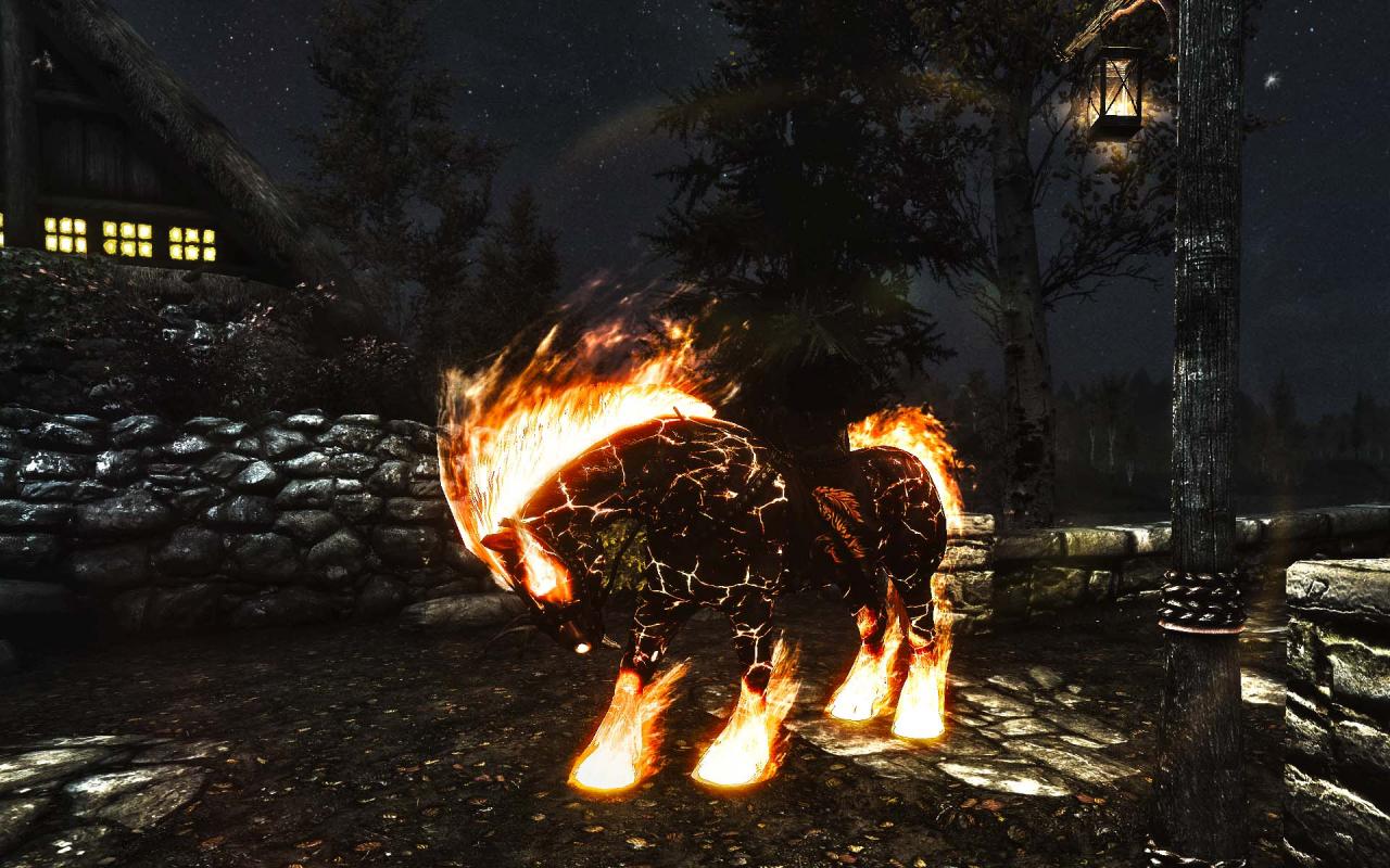 [10/10/2012] Kuriose Skyrim-Mod: Blaze Of Eventide überlässt euch die Kontrolle über ein cooles Höllenpferd. Der Gaul verfügt über allerhand nette Fähigkeiten. (3)