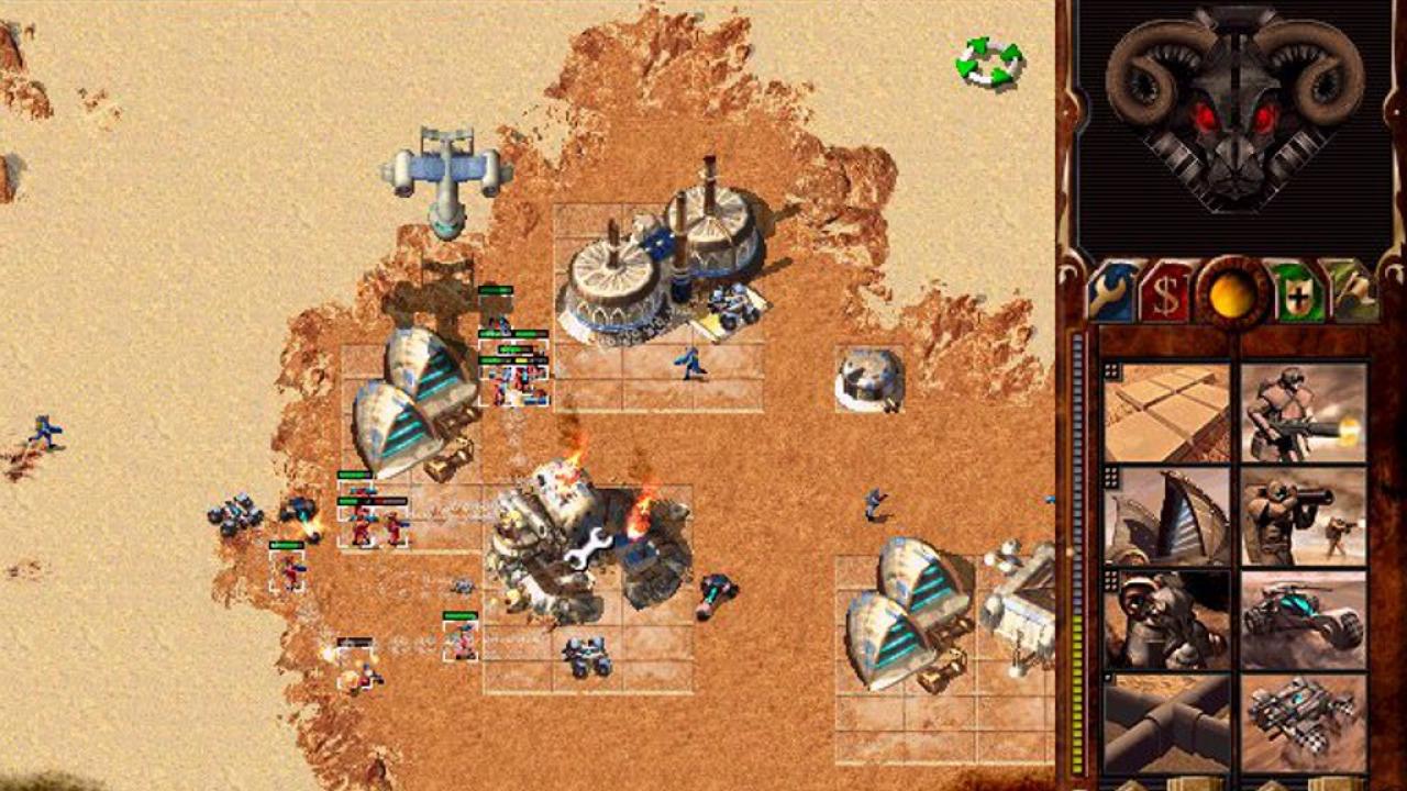 [11/10/2012] Dune - Lange bevor Command & Conquer das Licht der Welt erblickte, lieferten sich Hobby-Strategen auf dem unwirtlichen Wüstenplaneten Dune gewaltige Schlachten. Das einzigartige Szenario und die drei unterschiedlichen Häuser sind Alleinstellungsmerkmale. Entwickelt wurde der Spaß übrigens von Westwood (im Bild: Dune 2000).
