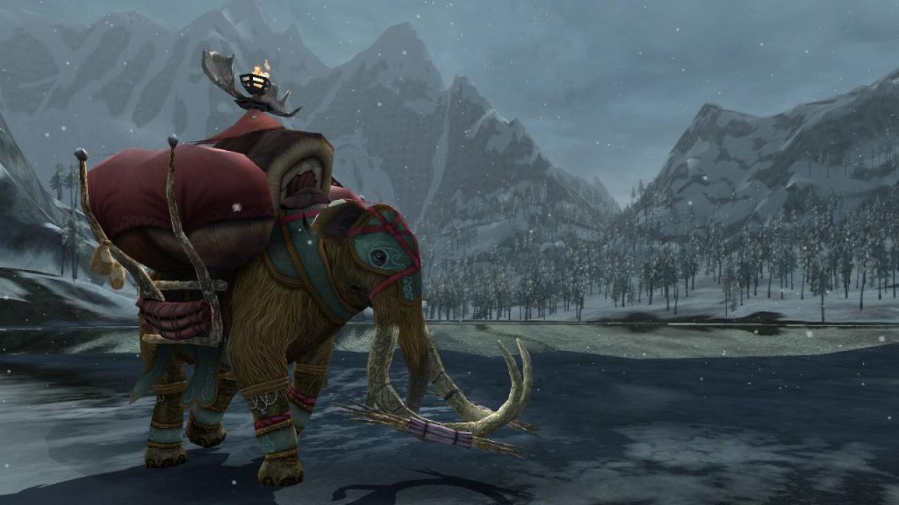 [29/10/2012] Forochel (Der Herr der Ringe: Online) - Im Nordwesten von Mittelerde liegt Forochel, eine Schneeregion mit Bergen und Nadelwäldern. Auch Mammuts treiben hier in Unwesen. An den gefrorenen Seen können sich Helden verabreden, um im Eis zu angeln. 