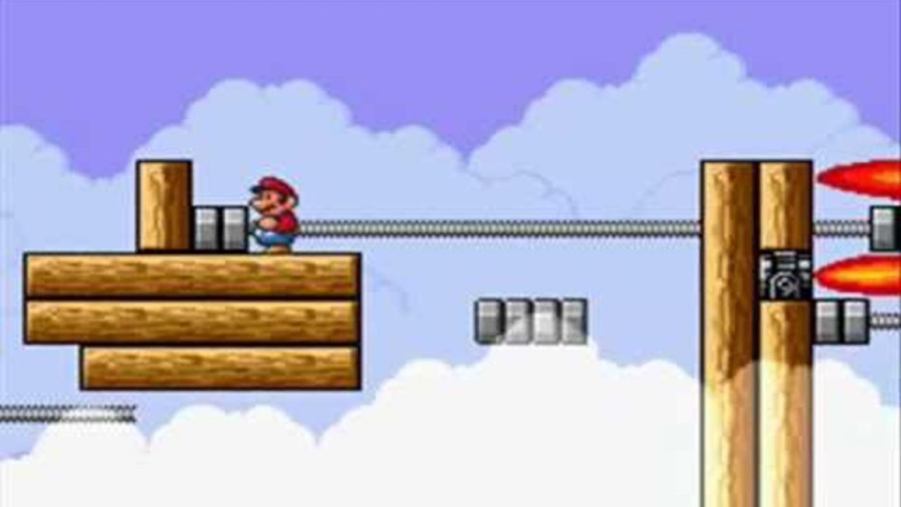 [26/11/2012] Festungen der Lüfte (Super Mario 3) - Die fliegenden Luftschiffe der Koopa-Bande haben einen bleibenden Eindruck hinterlassen: Die Levels sind wirklich fies, hier starben wir tausend Tode. Während wir Kanonen, Flammenwerfern, Knochen und mechanischen Koopas ausweichen, dudelt im Hintergrund eine beängstigende Musik. 