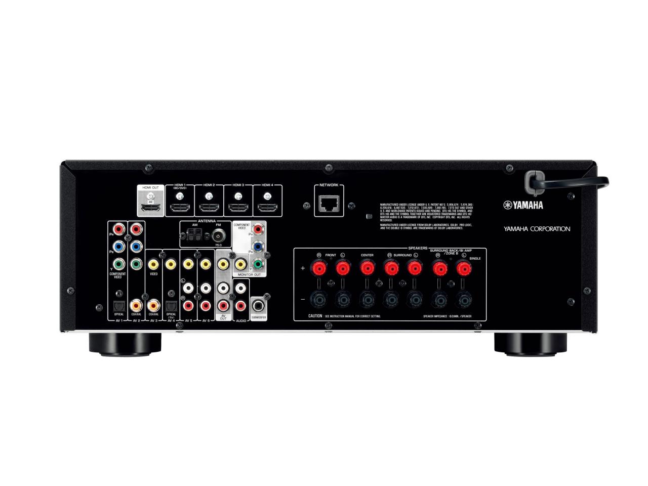 [04/01/2013] Rückseitige Anschlüsse eines Yamaha RX-V573 AV-Receivers