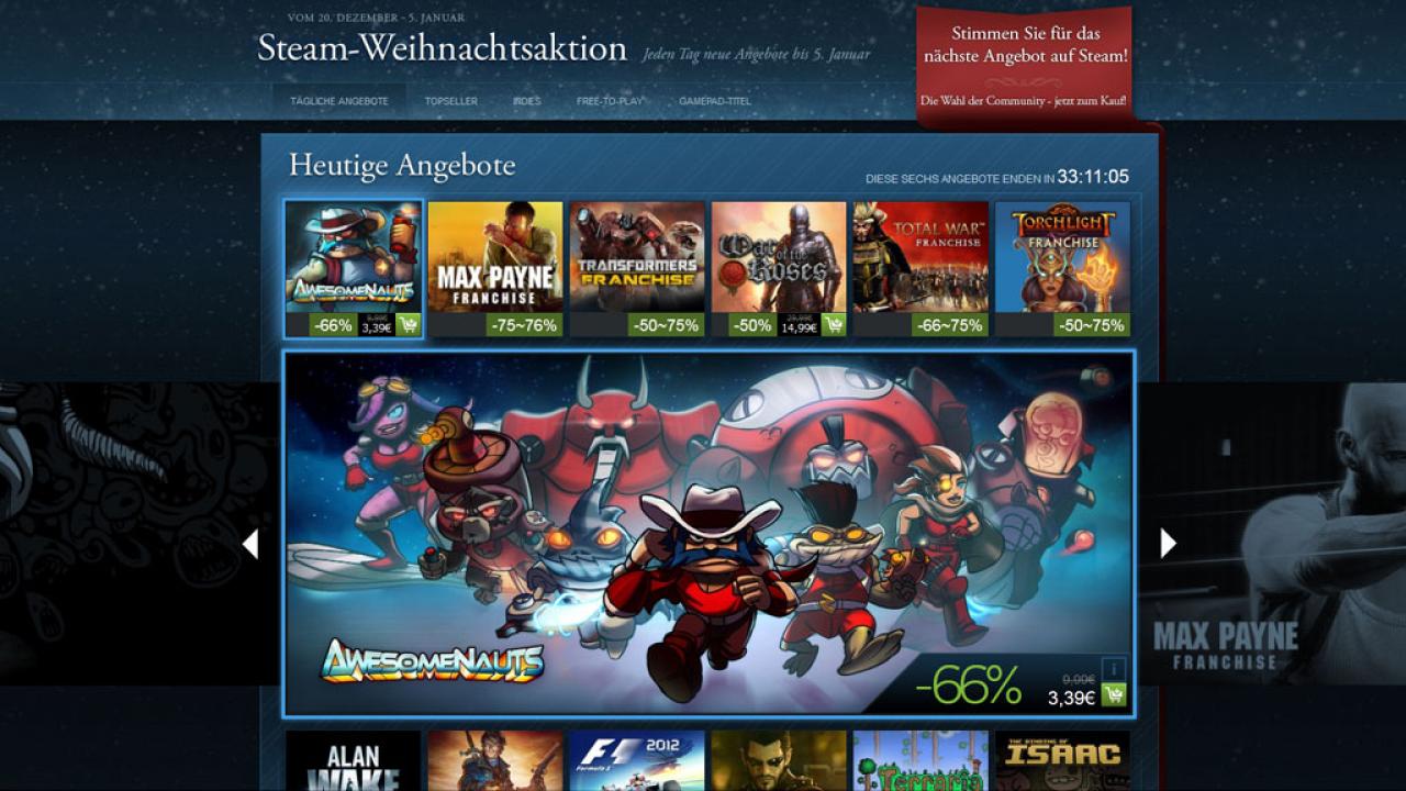 [02/01/2013] Shopping-Sucht unter Kontrolle bringen - Sie lauern überall: Mit verführerischen Aktionsangeboten (Rabatte bis zu 75 Prozent) ziehen uns Valve, Amazon und Co. das Geld aus der Tasche. So preisgünstig die Schnäppchen auch sein mögen, am Ende fehlt uns häufig die Zeit, um sie alle durchzuspielen. 2013 wollen wir uns etwas mehr zügeln. 