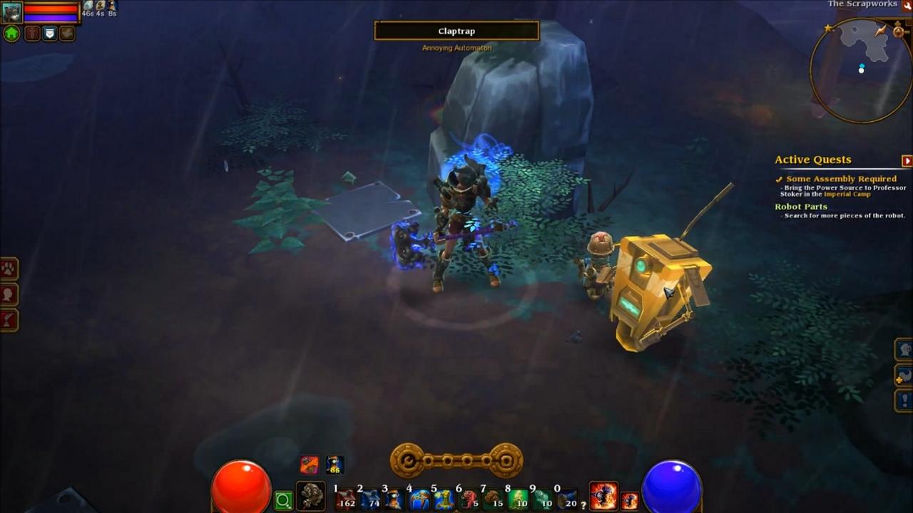 [27/03/2013] Torchlight 2 - Wenn ihr Bloatfang im dritten Akt besiegt habt und links einem Weg folgt, stoßt ihr auf Claptrap, dem gesprächigen Roboter aus Borderlands. 
