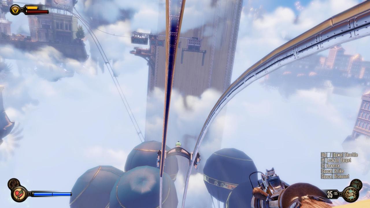 [02/04/2013] Bekommen wir in großen Höhen Panikattacken und suchen verzweifelt nach einem Ausweg, heißt es: Kein Bioshock: Infinite für uns! Denn in dem Shooter werdet ihr andauernd über die Schienenverbindungen geschickt, die euch in einem Gebiet schnell von A nach B bringen.