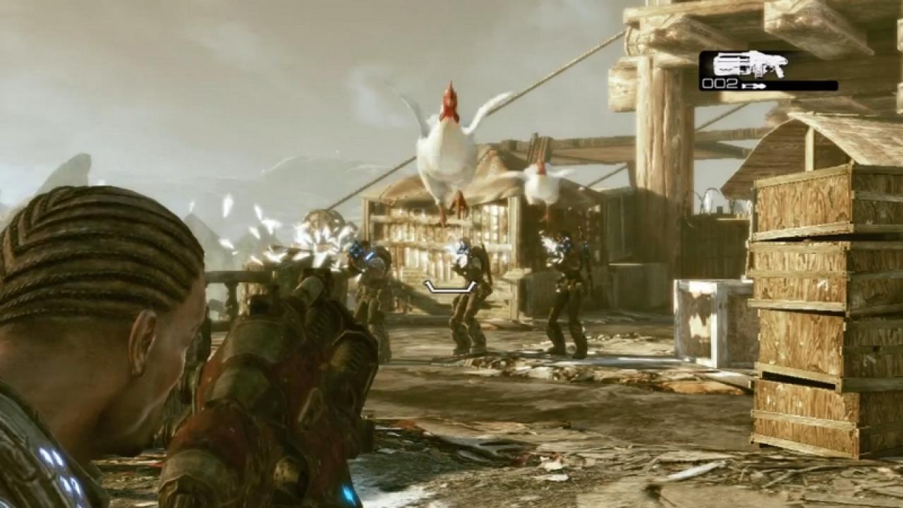 [29/04/2013] Die Cluckshot aus Gears of War 3 verschießt frisches Geflügel. Mit diesem Easter-Egg haben die Locust sicherlich keine Chance. 