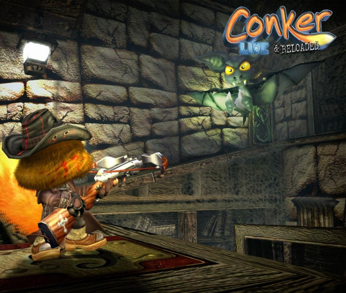 [09/04/2013] Conker Bad fur DayRares frecher Nager kann ebenfalls mit der Armbrust umgehen und feuert, in bester Van Helsing Manier, Vampire aus der Luft.