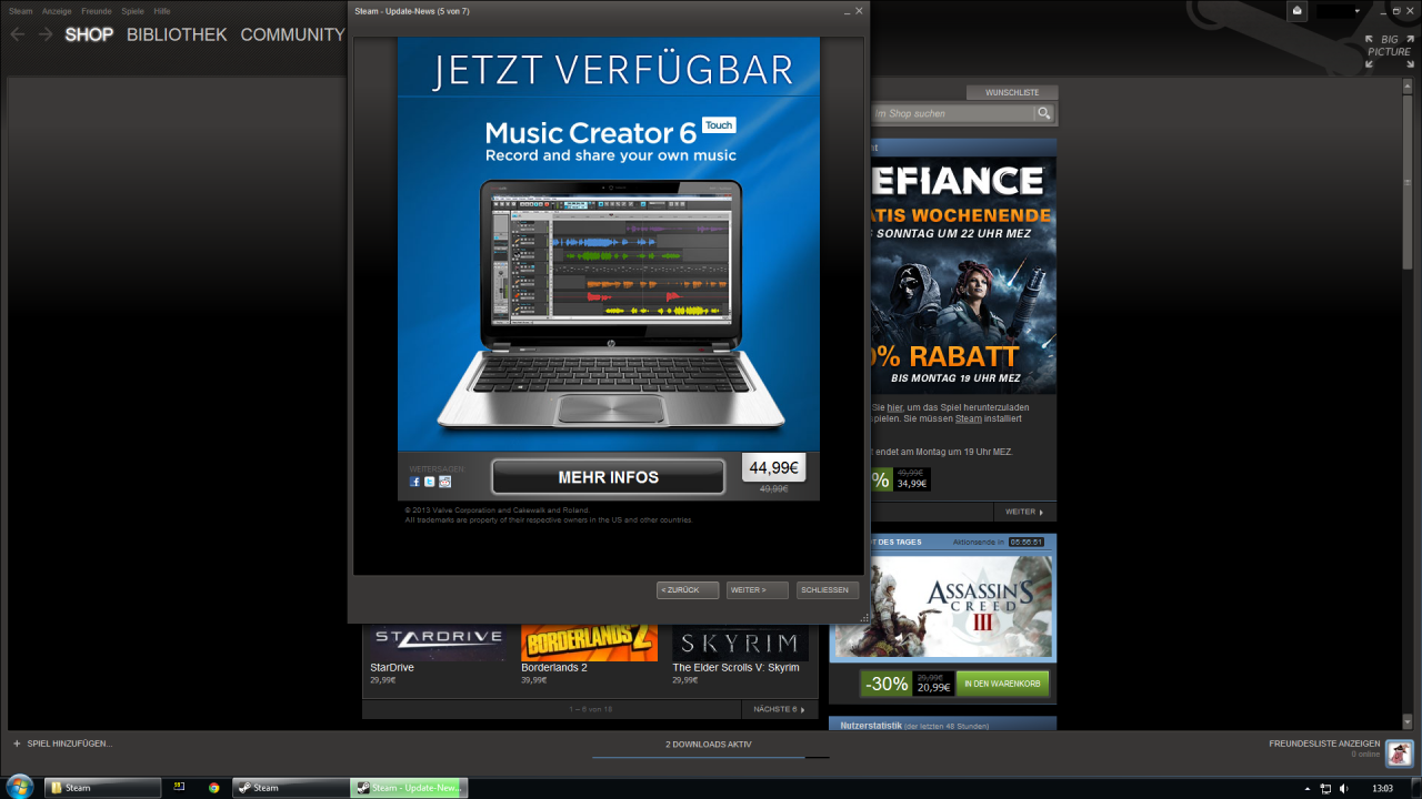 [28/05/2013] Seit Ende 2012 ist auch Anwendungs-Software über Steam erhältlich.