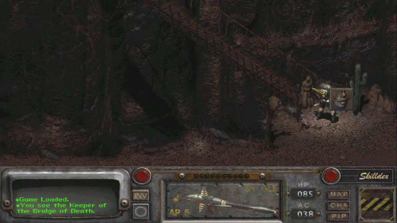 [27/05/2013] Fallout 2 - The Bridge of Death und der Hüter der Brücke sind eine Anspielung auf Monty Python. Dort werden euch drei Fragen gestellt, die ihr beantworten müsst, um auf die andere Seite zu gelagen.