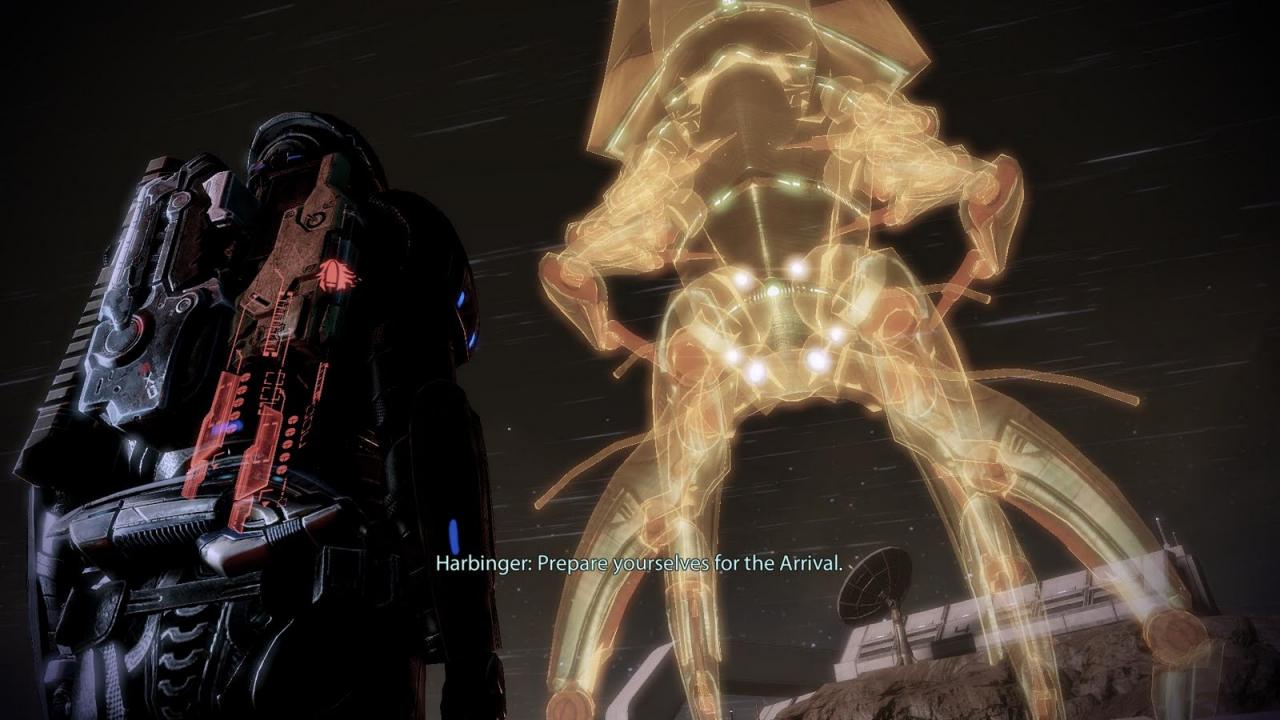 [31/05/2013] Der Vorbote oder auch Harbinger spielt in der Mass Effect-Serie eine wichtige Rolle als Anführer der Kollektoren. Im Verlauf vom zweiten Teil tritt man ihm des Öfteren in Form des Kollektorengenerals, den er als Leitmedium nutzt, gegenüber.