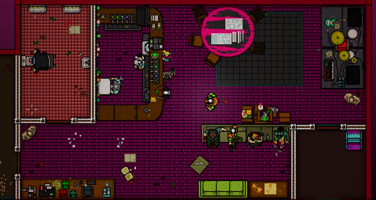 [19/06/2013] In Hotline Miami werden wir mit knallbunten Farben und einer Musik, die nicht Jedermanns Sache ist, konfrontiert. Aber das Ganze ist absolut stimmig und passt gut in das Gameplay hinein.