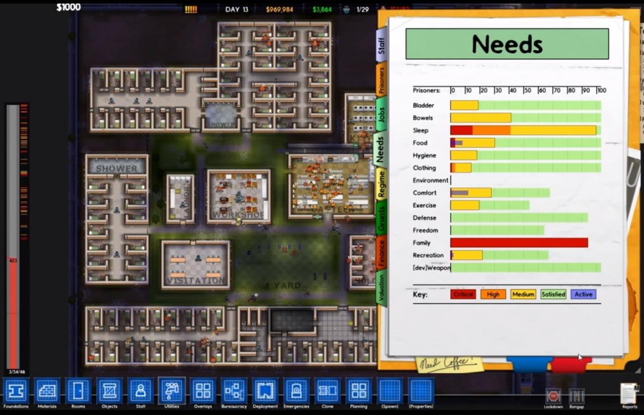 [19/06/2013] Prison Architect verfügt über einen hohen Wuselfaktor, wie man so schön sagt. Dem aufgeregten Treiben im Gefängnis zuzusehen, das man selbst in harter Arbeit errichtet hat, macht eine Menge Spaß und das Spielprinzip macht garantiert süchtig, wenn ihr auf Spiele dieses Genres abfahrt.