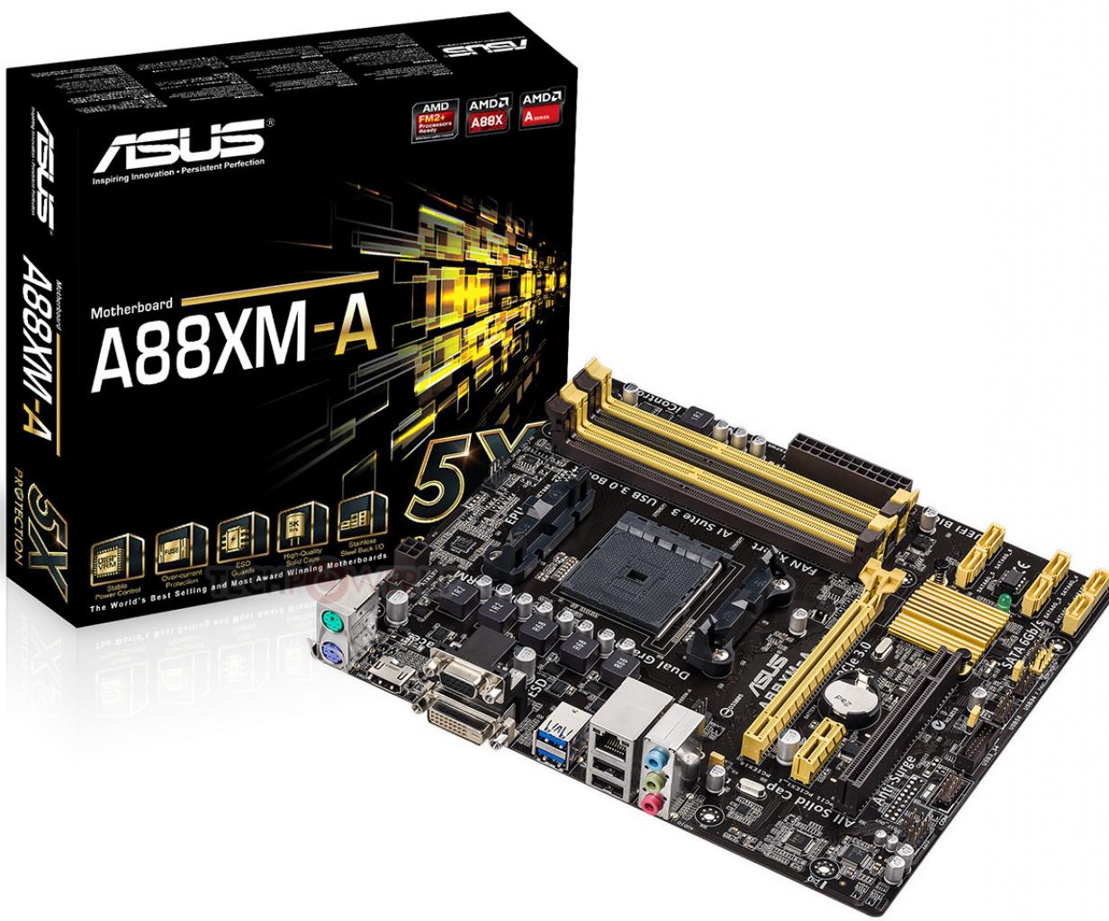 [25/07/2013] Eines der Mainboards für den AMD Sockel FM2: das Asus A88XM-A