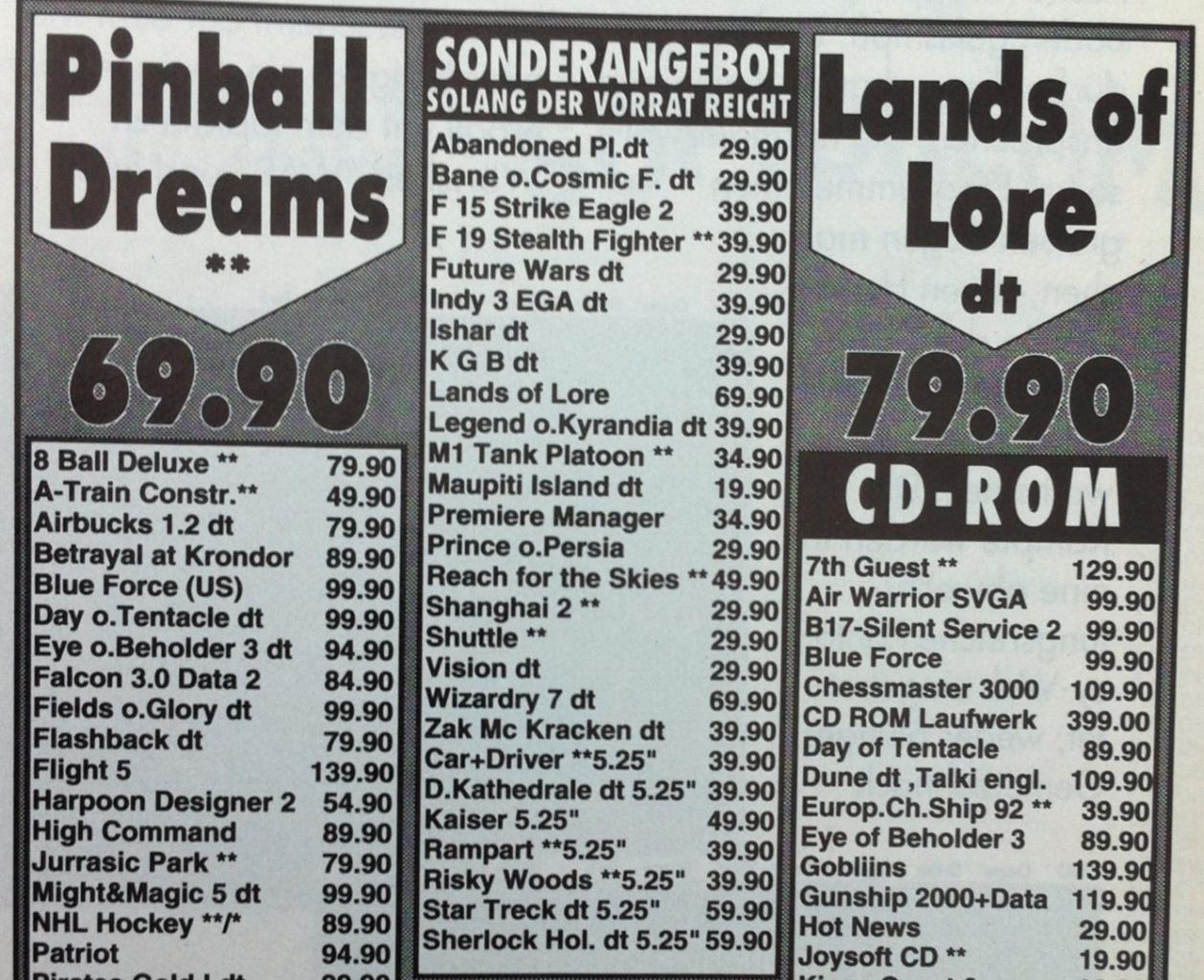 [16/07/2013] Na, wer erinnert sich noch an legendäre Inserate wie diese? In den Spielemagazinen der 90er Jahre warben jede Menge Versender wie dieser hier.