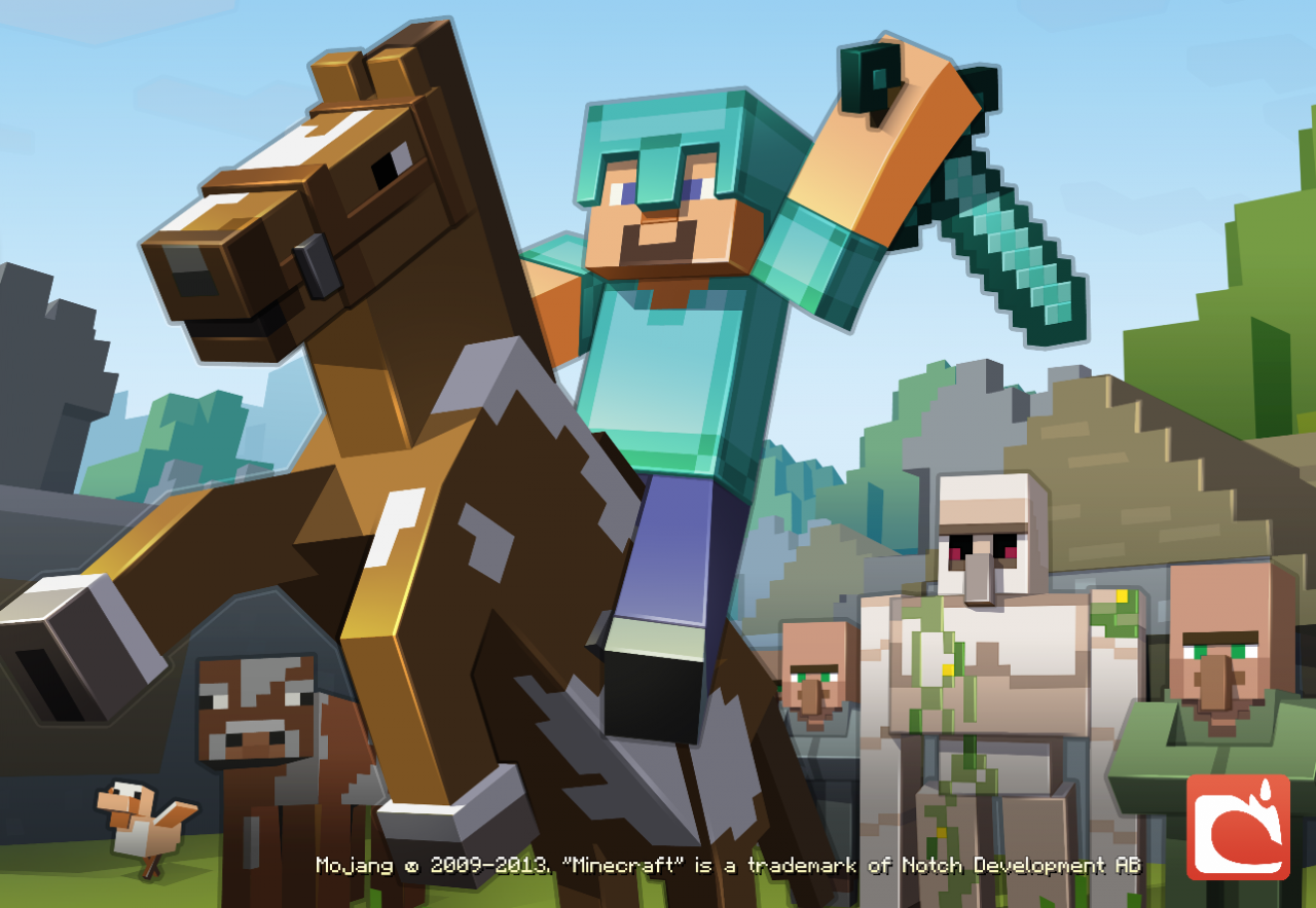 Minecraft: Figur auf Pferd