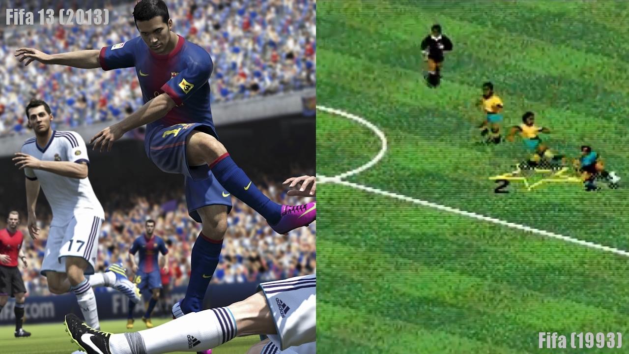 [10/07/2013] Fifa - Wo 1993 nur schwer zu erkennen war, dass es sich bei den kleinen Figuren auf dem Feld um Menschen handelt, werden die Spielfiguren nun mit den Abbildern echter Fußballer dargestellt. Wir sind schon gespannt darauf, was die neue Ignite-Engine auf die Bildschirme zaubert.