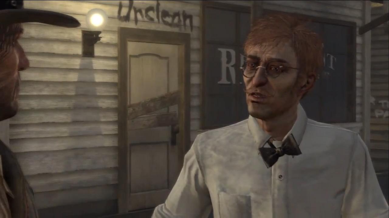 [08/07/2013] The Doctor in Red Dead Redemption ist eine von vielen zufälligen Begegnungen im Spiel. Sein Tatendrang und seine Hilfsbereitschaft angesichts einer Zombie-Apokalypse sind beispiellos. Leider stirbt er nur wenige Sekunden später, weil ihn ein Zombie anfällt. Trotzdem. Netter Kerl.