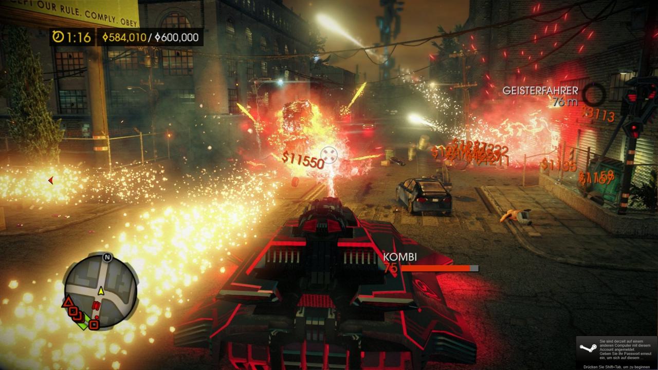 [14/08/2013] Saints Row 4 im Test: Auch wenn es recht plump ist, so macht das Verwüsten der Spielwelt doch irgendwie Spaß.