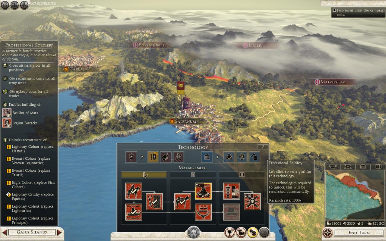 [01/08/2013] Total War: Rome 2 in der Vorschau - Das Forschungsmenü ist übersichtlich, die Aufteilung innerhalb des Menüs auf zwei verschiedene Pfade spielt aber keine große Rolle.