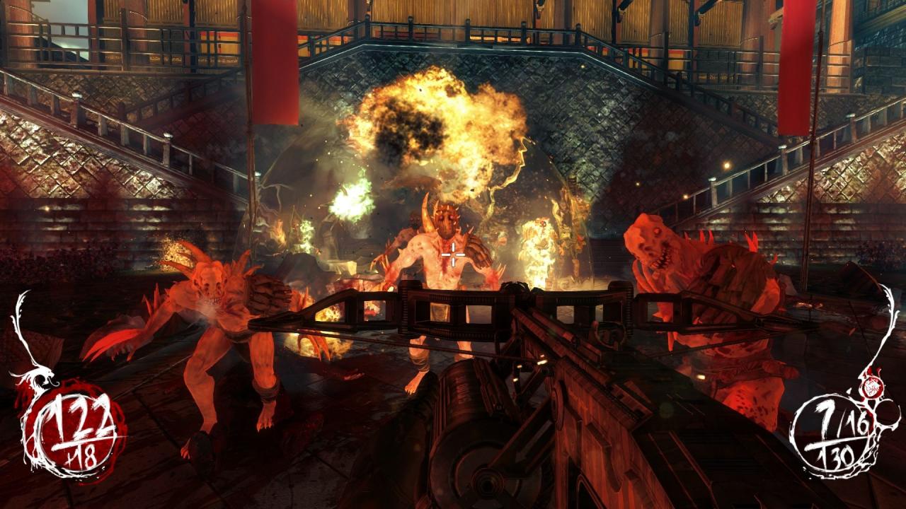 [27/09/2013] Explosionen sind in Shadow Warrior an der Tagesordnung, Teile des Levels lassen sich durch Beschuss von Benzinfässern zerlegen.