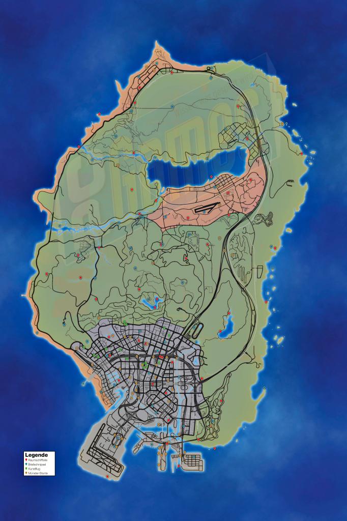 [20/09/2013] GTA 5 Komplettlösung: Die Karte bietet Einzeichnungen mit allen Fundorten der Briefe, Monsterstunts, Raumschiffteile und Kunstflügen. Klickt auf die Lupe und anschließend auf 