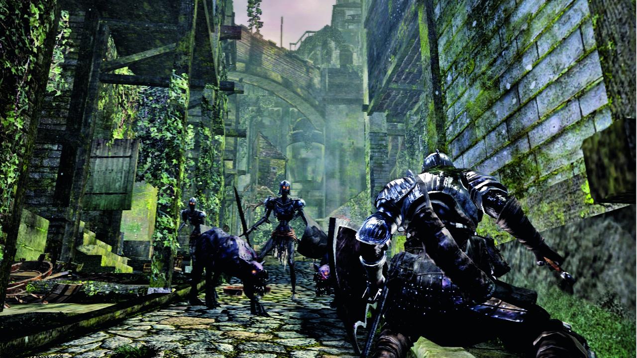 [25/09/2013] Rasselbande: Diese kleine Gruppe von Skeletten und Höllenhunden ist harmlos im Vergleich zu dem, was euch so alles in Dark Souls bevorsteht.