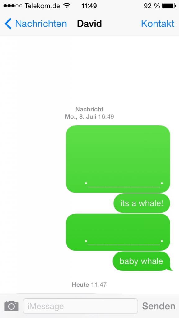 [20/09/2013] iOS7 im Test: Knackige Farben auch im iMessage-Programm.