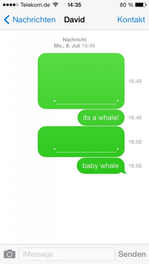 [23/09/2013] iOS7: Mit einem Kniff lässt sich das Datum in Nachrichten anzeigen.