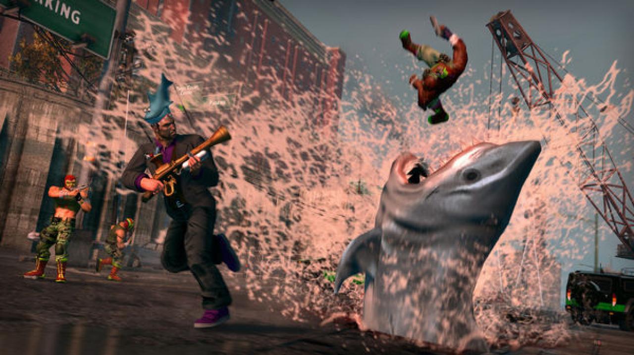 [27/09/2013] Die tierischste Waffe - Der weiße Hai, unser Freund und Helfer, knabbert gern an mit Fischinnereien markierten Zielen. Die Shark-O-Matic war Teil des Shark Attack Pack DLC für Saints Row: The Third. Ein altbewährtes Konzept, was schon im 2003 erschienenen Armed and Dangerous für jede Menge Haifutter sorgte.