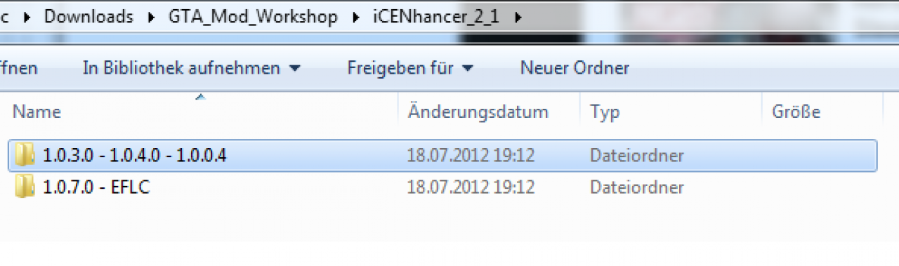 [01/10/2013] iCEnhancer 2.1 - wir benötigen nur den markierten Ordner für unseren Workshop.