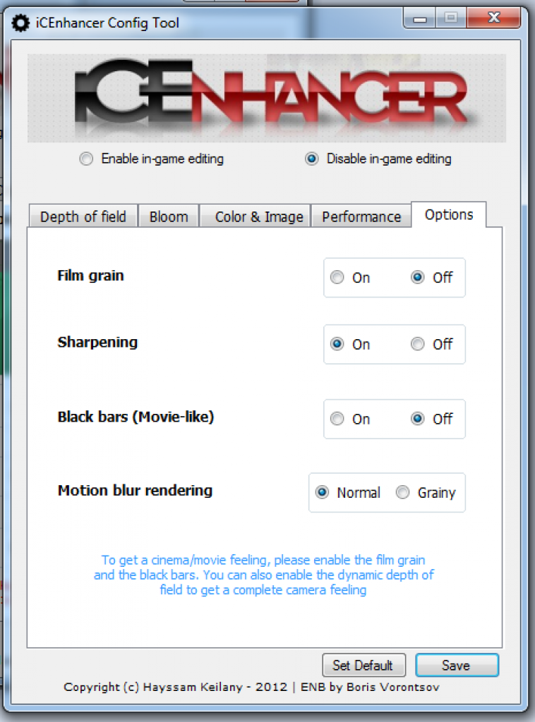 [01/10/2013] Config-Tool: Einstellungen für Options