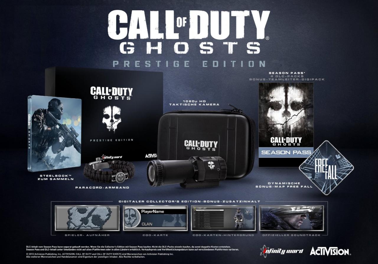 [28/10/2013] Die Prestige Edition zu Call of Duty: Ghosts enthält unter anderem eine Full HD-Kamera.