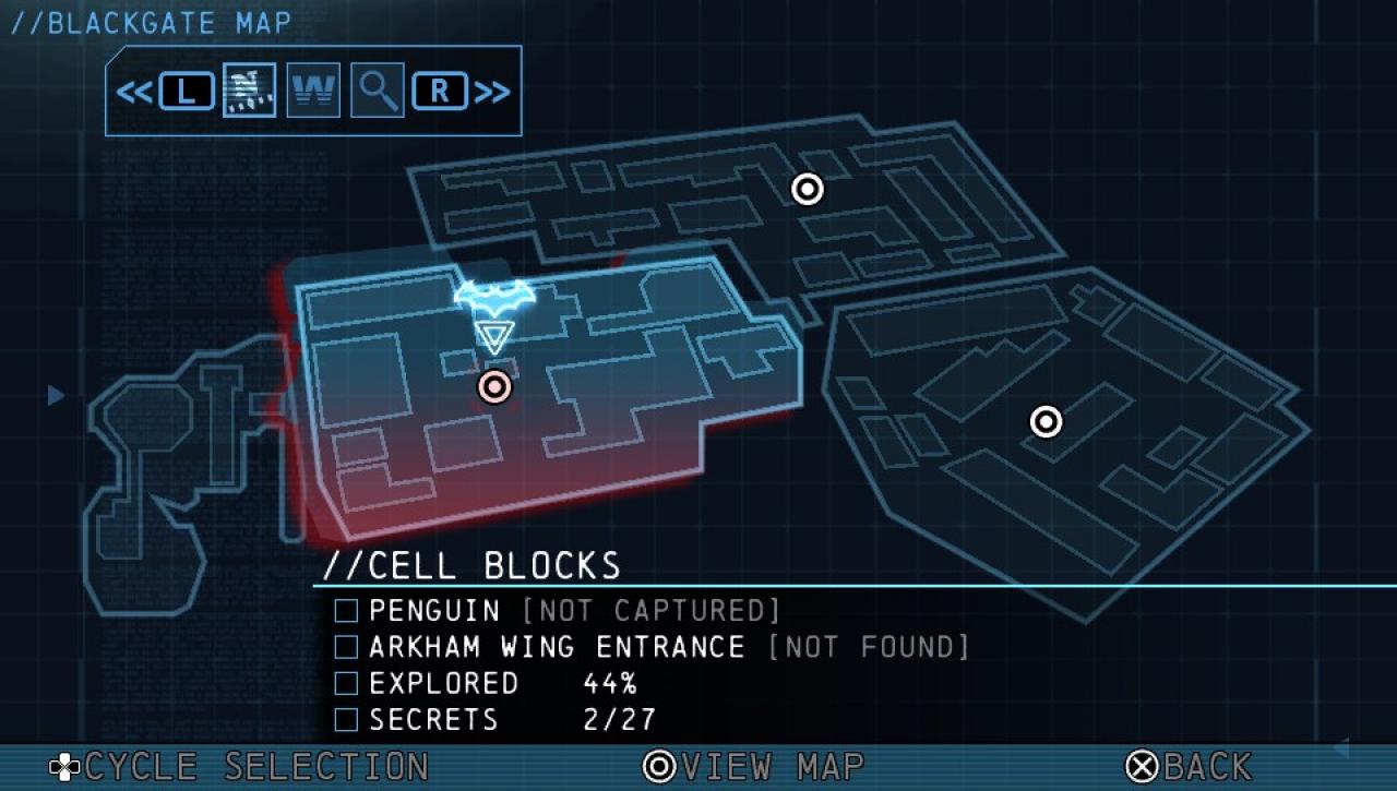 [28/10/2013] PS Vita: Blackgate ist in mehrere Bereiche unterteilt - jeder wird von einem bestimmten Superschurken kontrolliert.